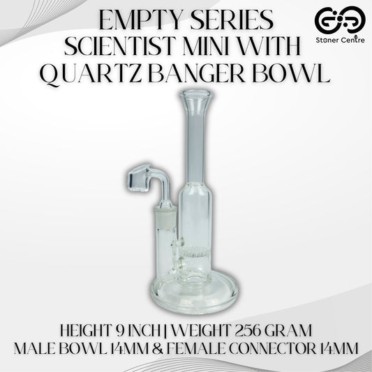 Glass Bong | EMPTY SERIES SCIENTIST MINI WITH QUARTZ BANGER BOWL 9 INCH