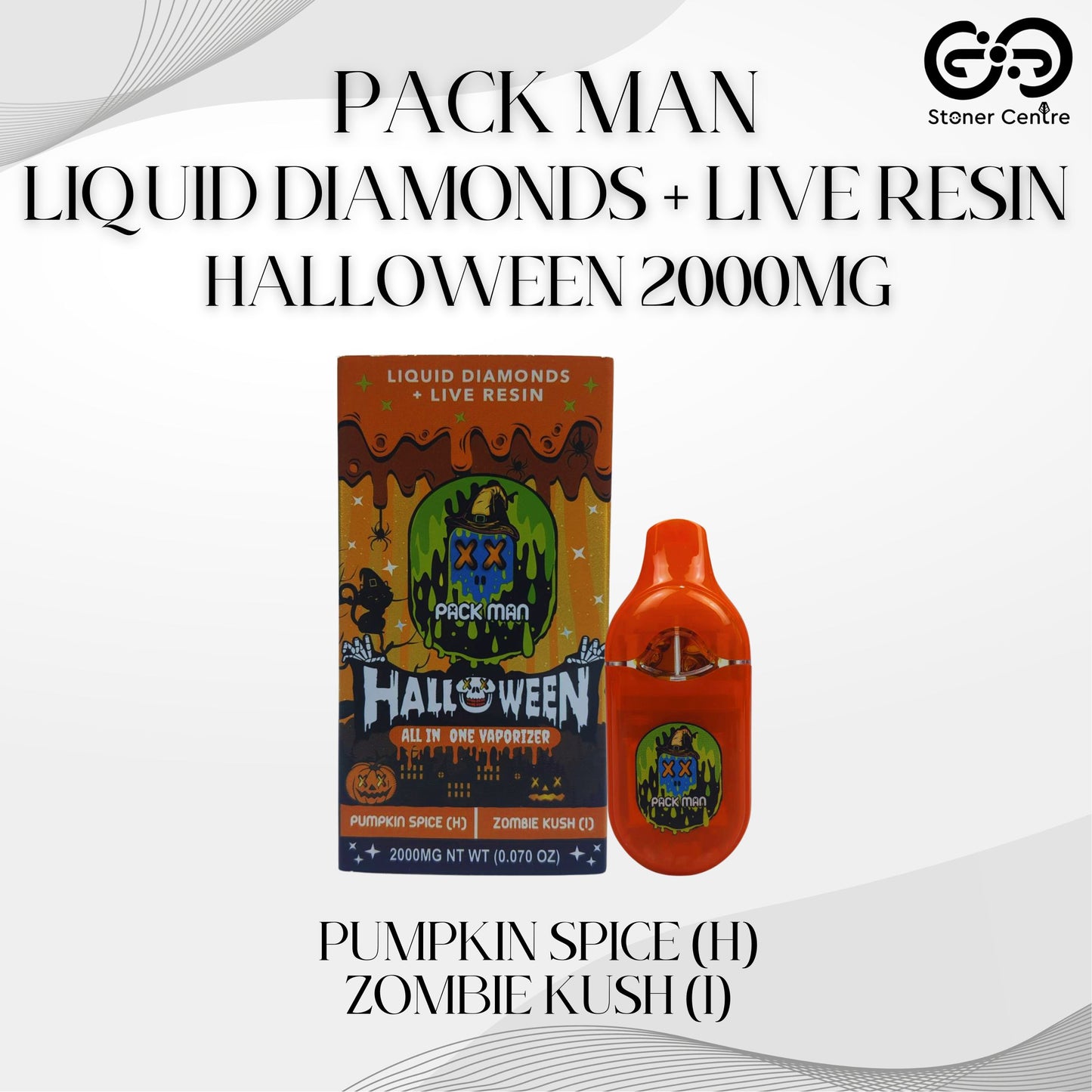 PACK MAN - LIQUID DIAMONDS + LIVE RESIN HALLOWEEN 2.0ML | PUMPKIN SPICE (H) | ZOMBIE KUSH (I)
