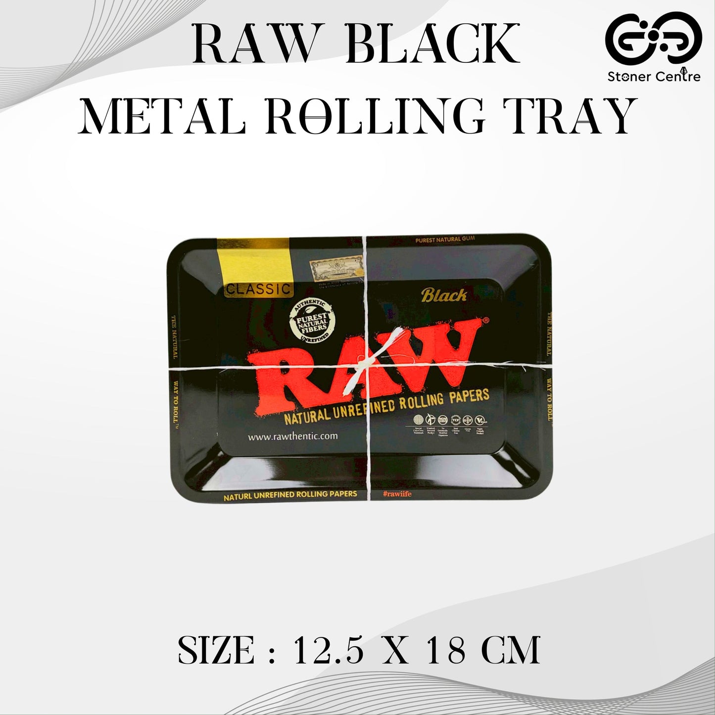 TRAY | RAW - BLACK METAL ROLLING TRAY SIZE : 12.5X18 CM