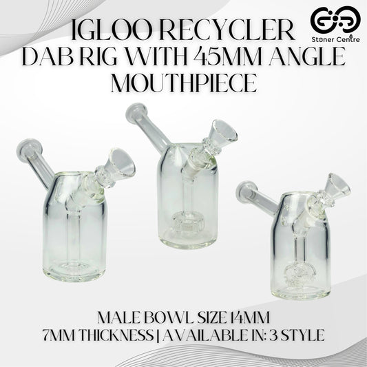 GLASS BONG | IGLOO RECYCLER DAB RIG WITH 45MM ANGLE MOUTHPIECE 7MM THICKNESS