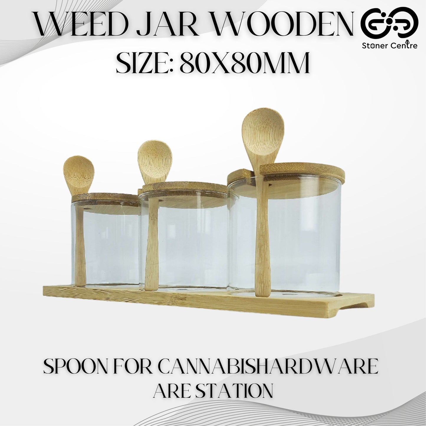 GLASS JAR | WEED JAR + WOODEN SPOON FOR CANNABISHARDWARE STATION