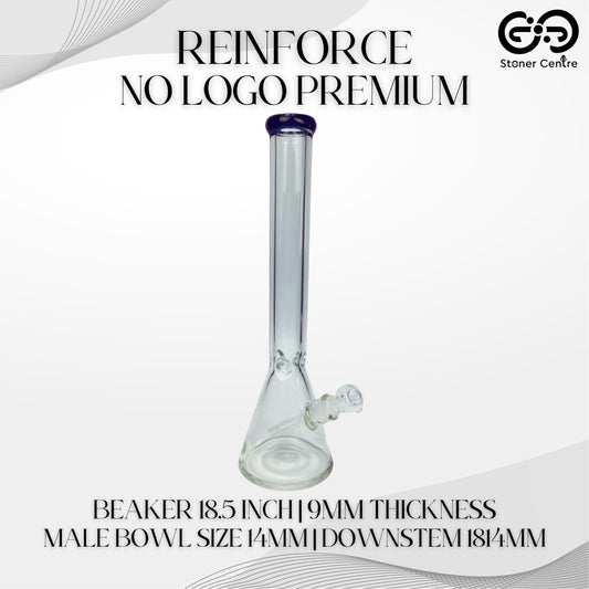 GLASS BONG | REINFORCE NO LOGO PREMIUM BEAKER 18.5 INCH 9MM THICKNESS BLACK MOUTHPIECE
