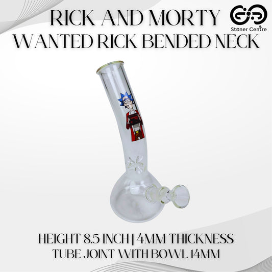 GLASS BONG | RICK AND MORTY WANTED RICK BENDED NECK 8.5 INCH 4MM THICKNESS