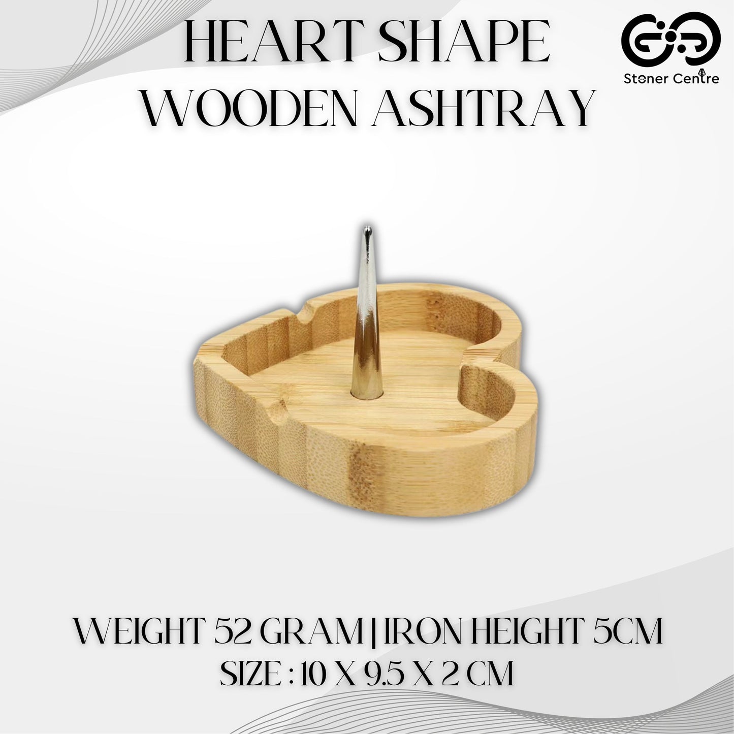 TRAY | HEART SHAPE WOODEN ASHTRAY | 10x9.5x2 CM.