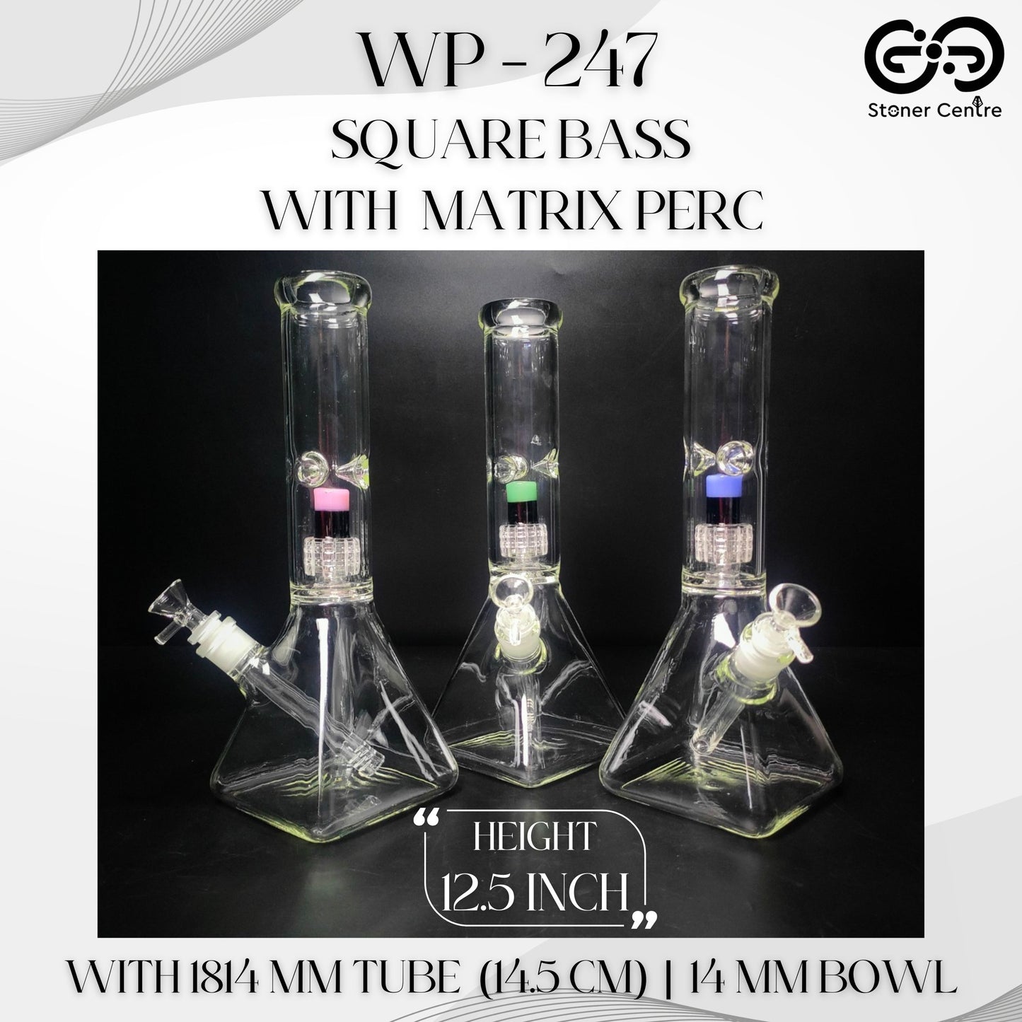 Glass Bong | WP247 SQUARE BASE WITH MATRIX PERC 12 INCH