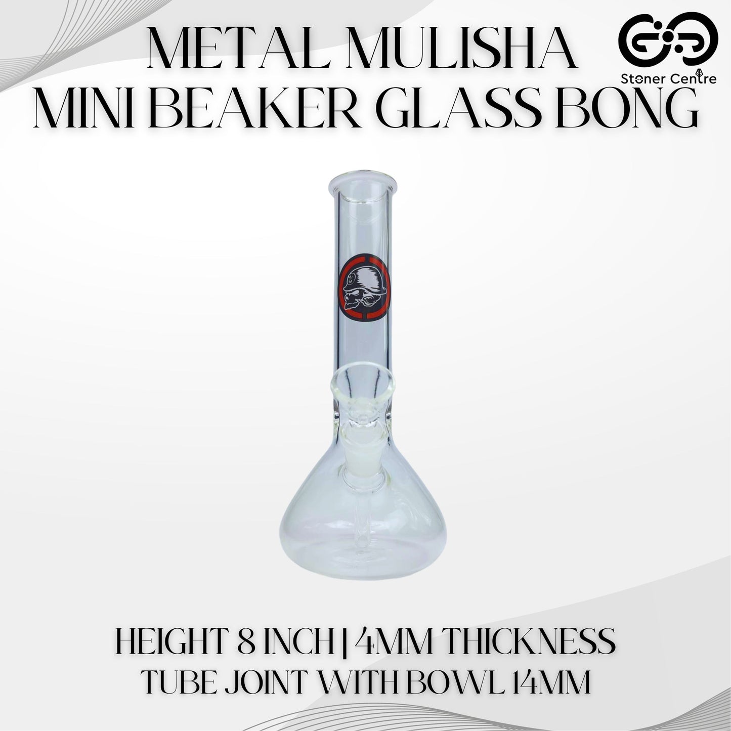 GLASS BONG | METAL MULISHA MINI BEAKERGLASS BONG 8 INCH 4MM THICKNESS
