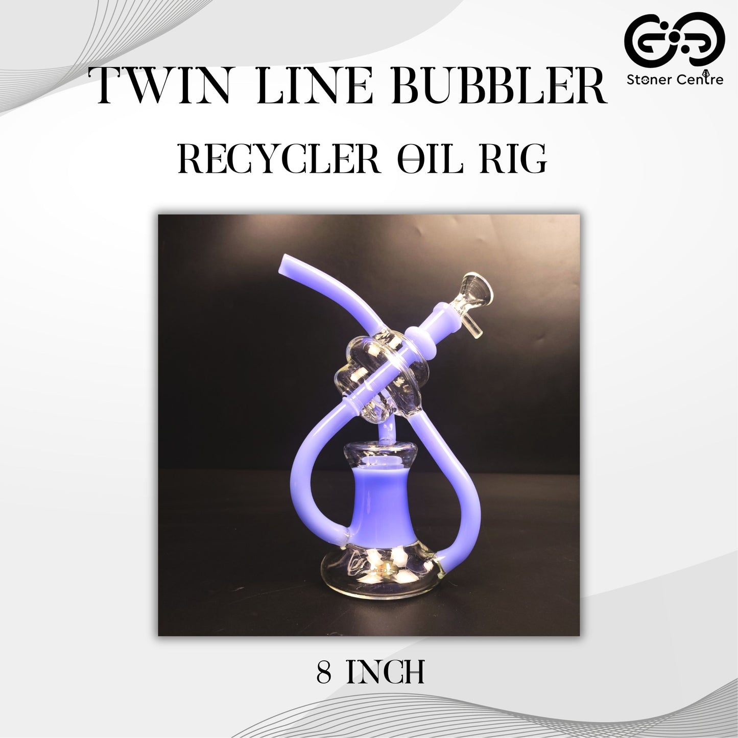 Glass Bong | TWIN LINE BUBBLER RECYCLER OIL RIG 8 INCH