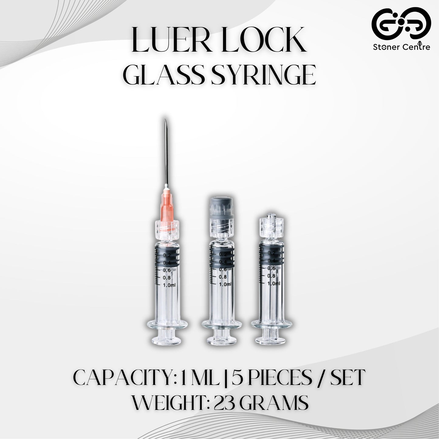 LUER LOCK GLASS SYRINGE - 5 PIECES / SET