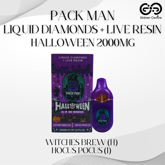 PACK MAN - LIQUID DIAMONDS + LIVE RESIN HALLOWEEN 2.0ML | WITCHES BREW (H) | HOCUS POCUS (I)