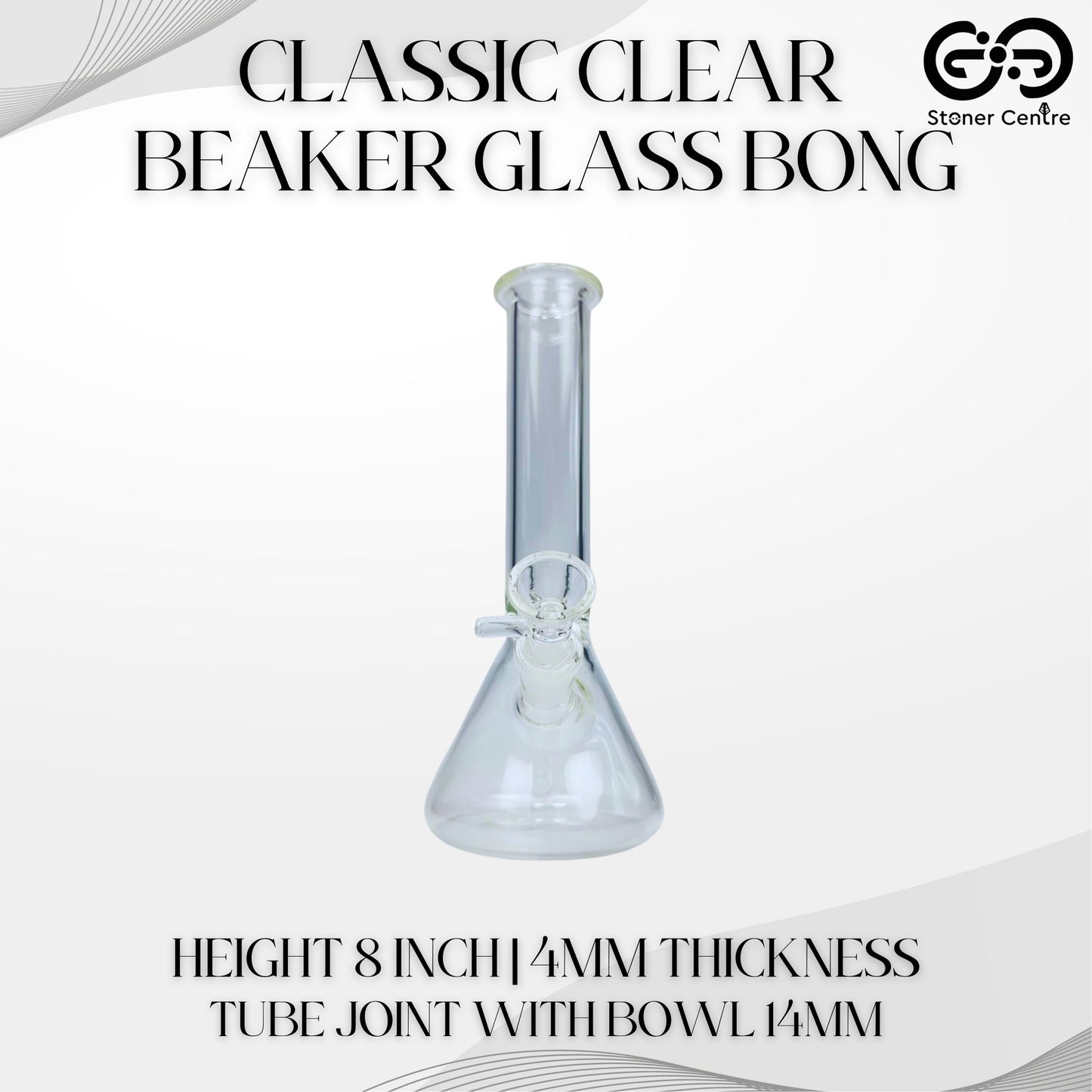 GLASS BONG | CLASSIC CLEAR BEAKER GLASS BONG 8 INCH 4MM THICKNESS