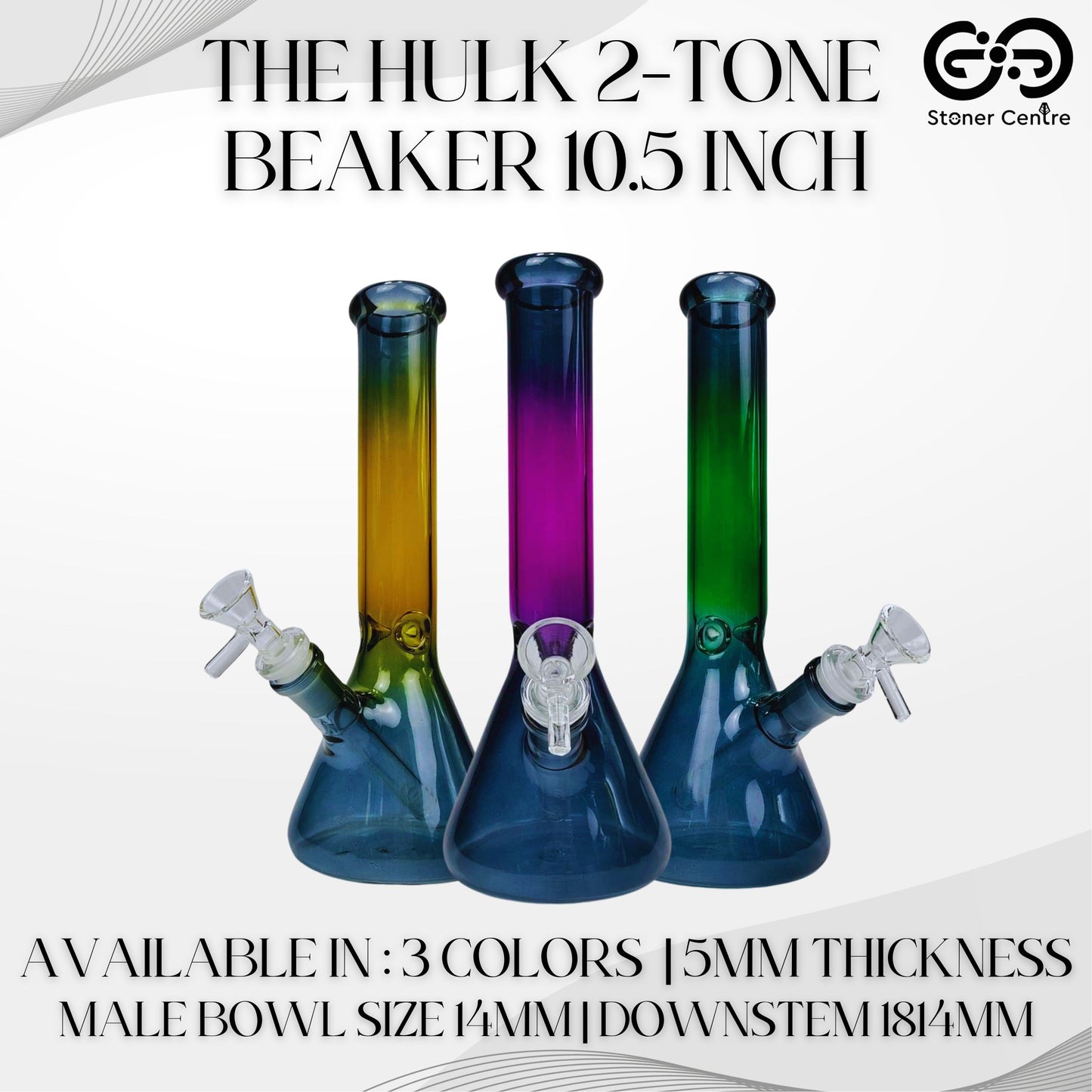 GLASS BONG | THE HULK 2-TONE BEAKER 10.5 INCH 5MM THICKNESS
