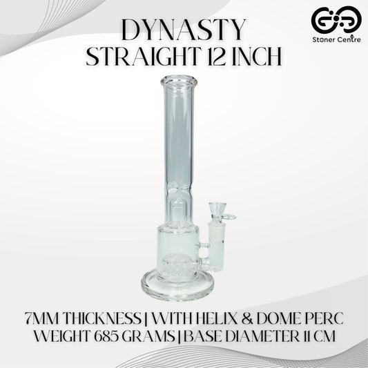 GLASS BONG | DYNASTY STRAIGHT 12 INCH WITH HELIX & DOME PERC