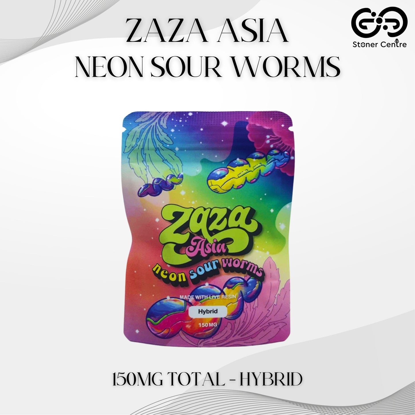 EDIBLES | JELLY ZAZA ASIA - NEON SOUR WORMS 150MG EDIBLES GUMMY INFUSED THC SNACK