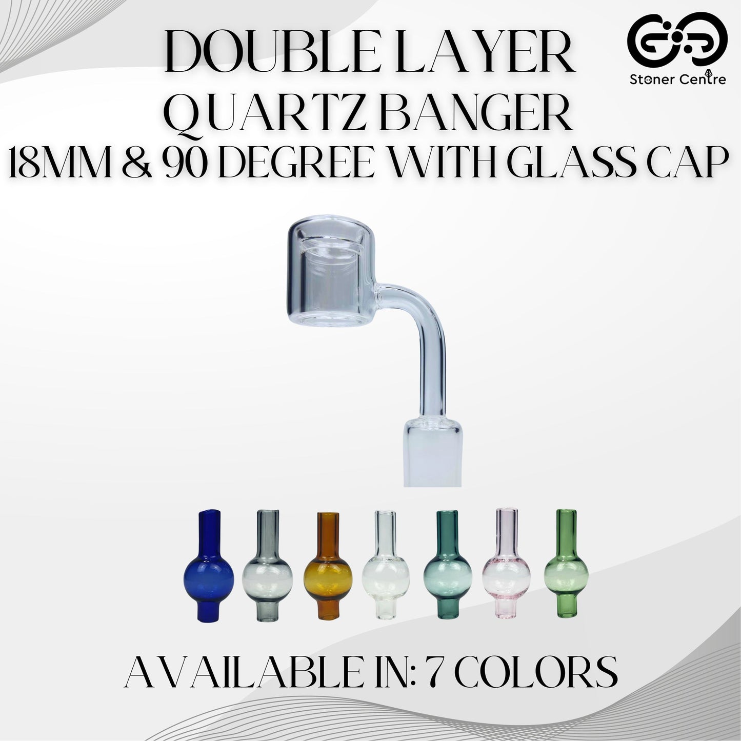 QUARTZ BOWL | DOUBLE LAYER QUARTZ BANGER 18MM & 90 DEGREE WITH GLASS CAP