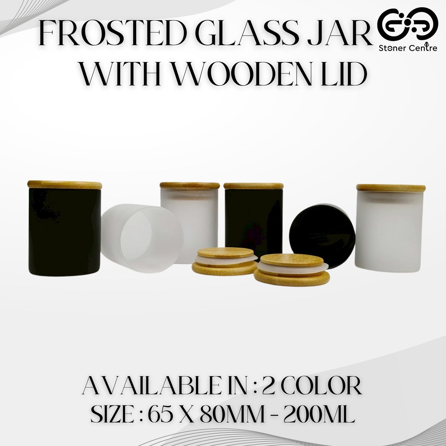 GLASS JAR | FROSTED GLASS JAR WITH WOODEN LID SIZE: 65 x 80MM - 200ML