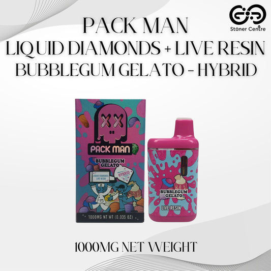 PACK MAN LIQUID DIAMONDS + LIVE RESIN 1.0ML | BUBBLEGUM GELATO : HYBRID