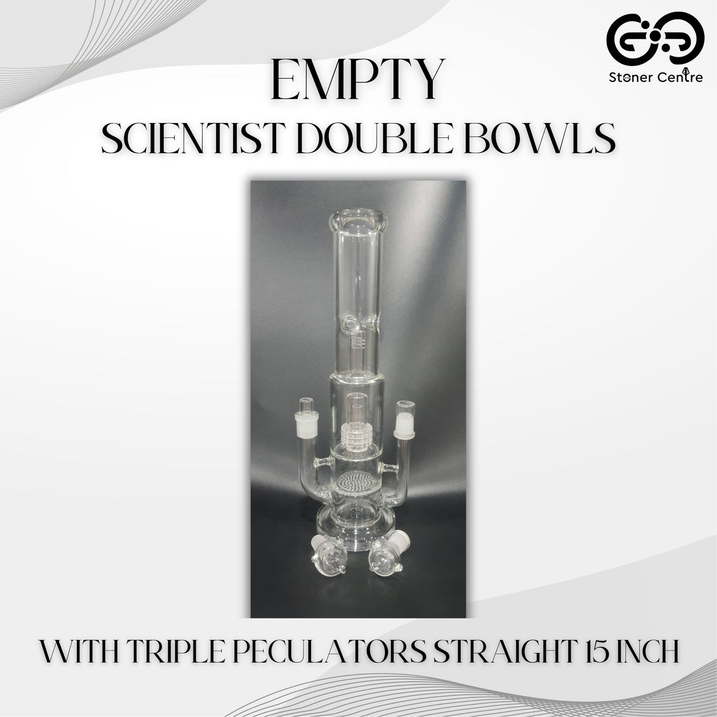 Glass Bong | EMPTY SCIENTIST DOUBLE BOWLS WITH TRIPLE PECULATORS STRAIGHT 15 INCH