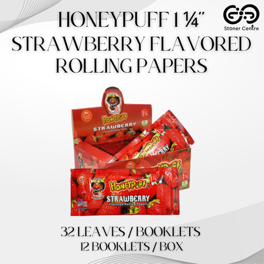 ROLLING PAPER | HONEYPUFF 1 1/4 INCH STRAWBERRY FLAVORED ROLLING PAPER