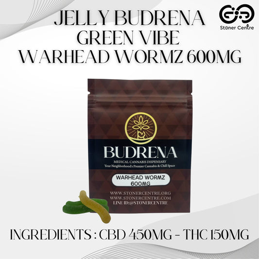 JELLY BUDRENA GREEN VIBE | WARHEAD WORMZ 600MG