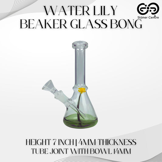 GLASS BONG | WATER LILY BEAKER GLASS BONG 7 INCH 4MM THICKNESS