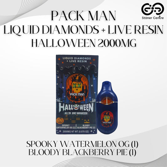 PACK MAN - LIQUID DIAMONDS + LIVE RESIN HALLOWEEN 2.0ML | SPOOKY WATERMELON OG (I) | BLOODY BLACKBERRY PIE (I)