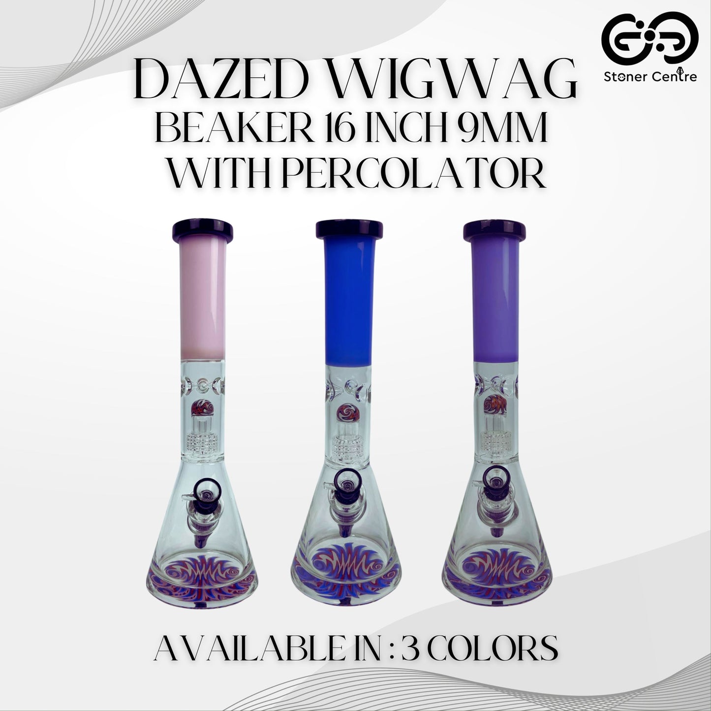 Glass Bong | DAZED WIGWAG BEAKER 16 INCH 9MM WITH PERCOLATOR