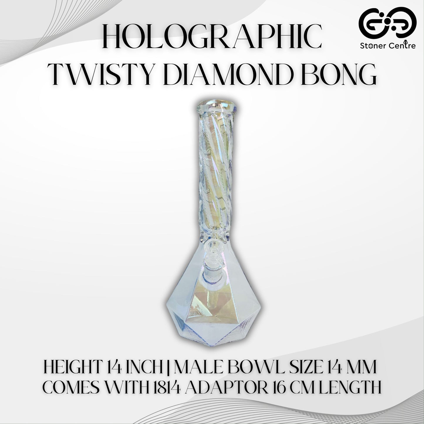 Glass Bong | HOLOGRAPHIC TWISTY DIAMOND BONG 14 INCH