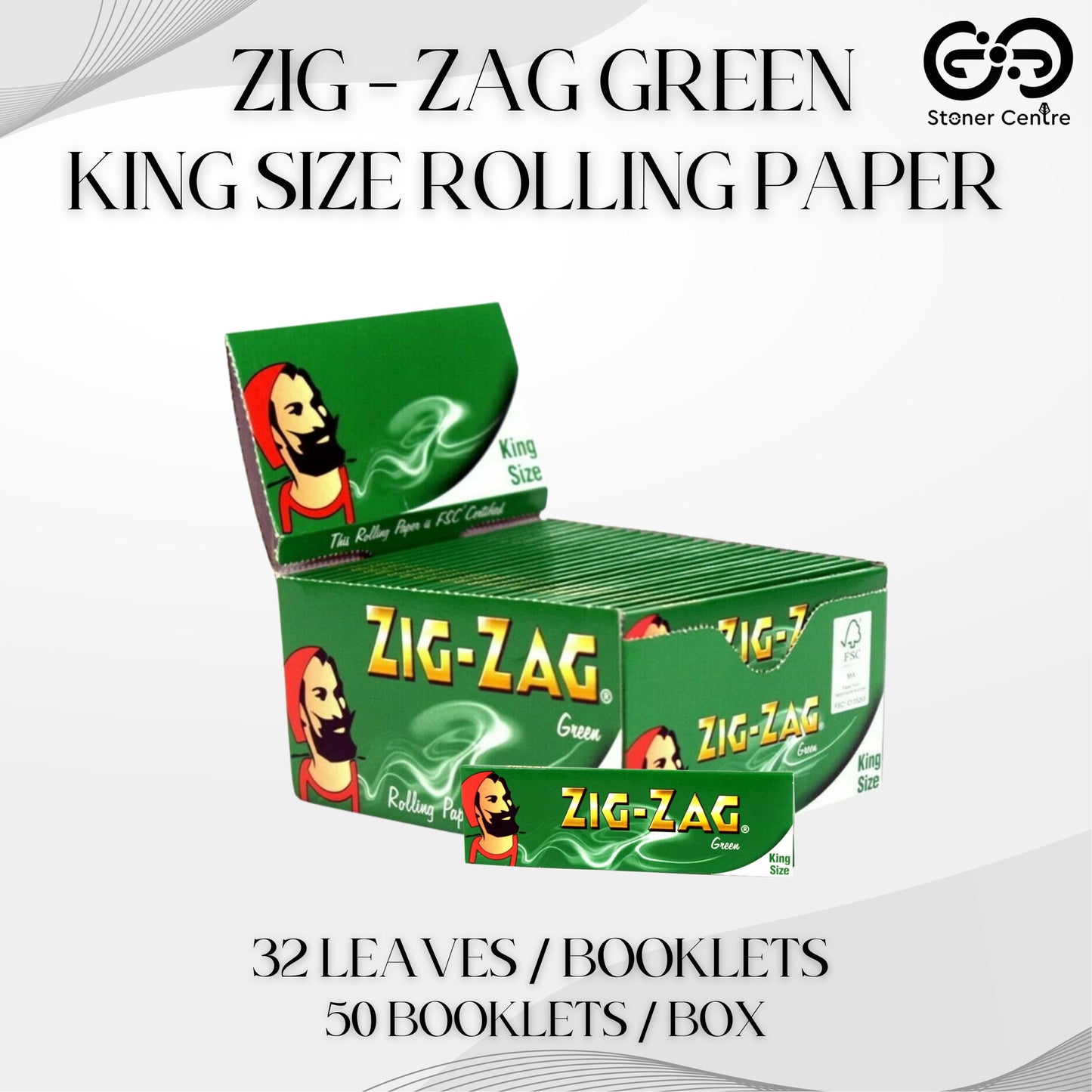 ROLLING PAPER | ZIG - ZAG GREEN ROLLING PAPER KINGSIZE