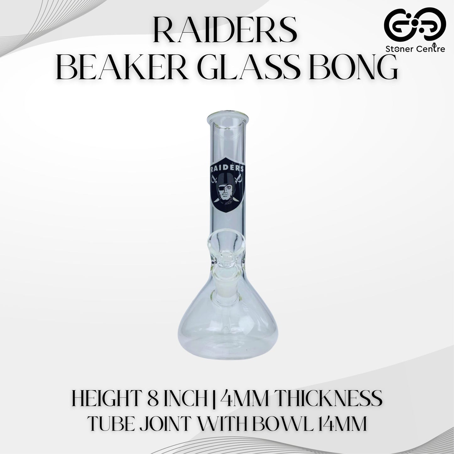 GLASS BONG | RAIDERS BEAKER GLASS BONG 8 INCH 4MM THICKNESS
