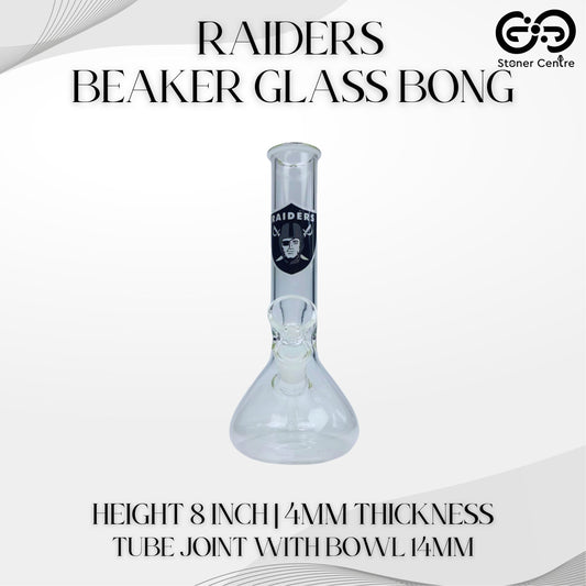 GLASS BONG | RAIDERS BEAKER GLASS BONG 8 INCH 4MM THICKNESS