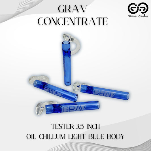 PIPE | GRAV CONCENTRATE TESTER OIL CHILLUM 3.5 INCH | LIGHT BLUE BODY