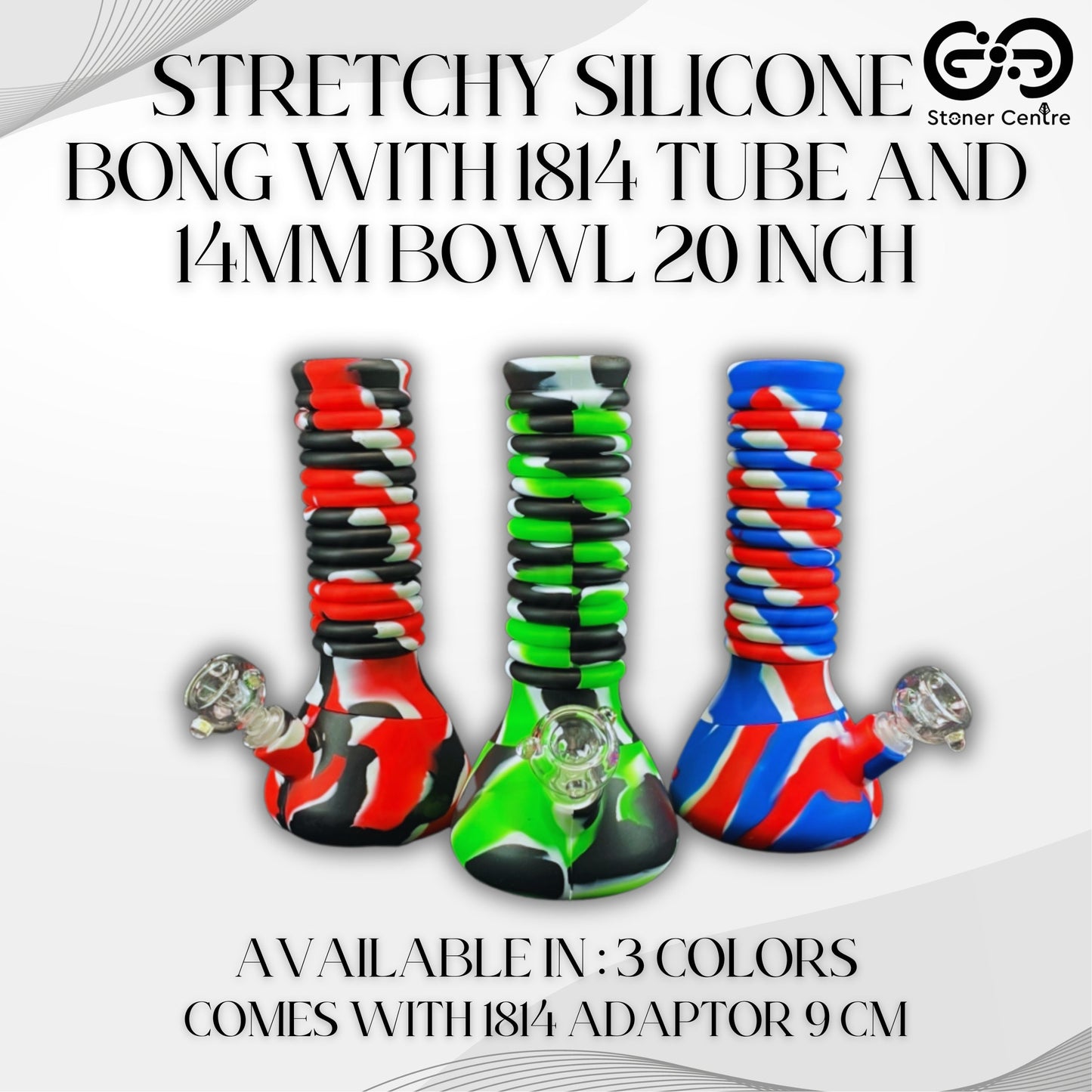 Glass Bong | STRETCHY SILICONE BONG WITH 1814 TUBE AND 14MM BOWL 20 INCH