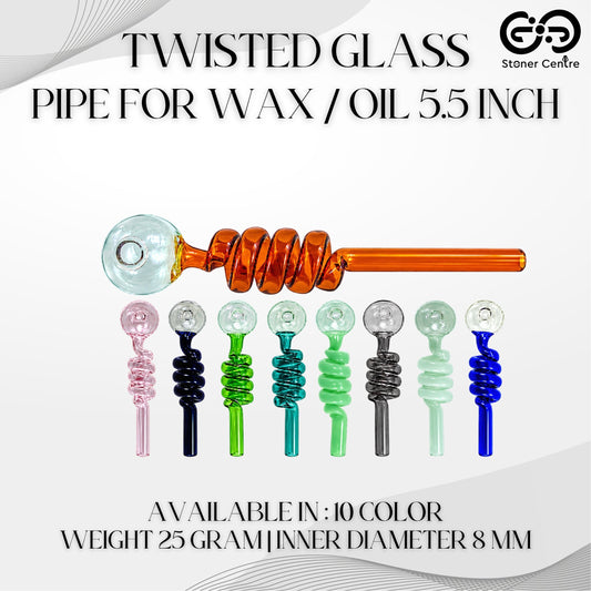 PIPE | TWISTED GLASS PIPE FOR WAX / OIL 5.5 INCH