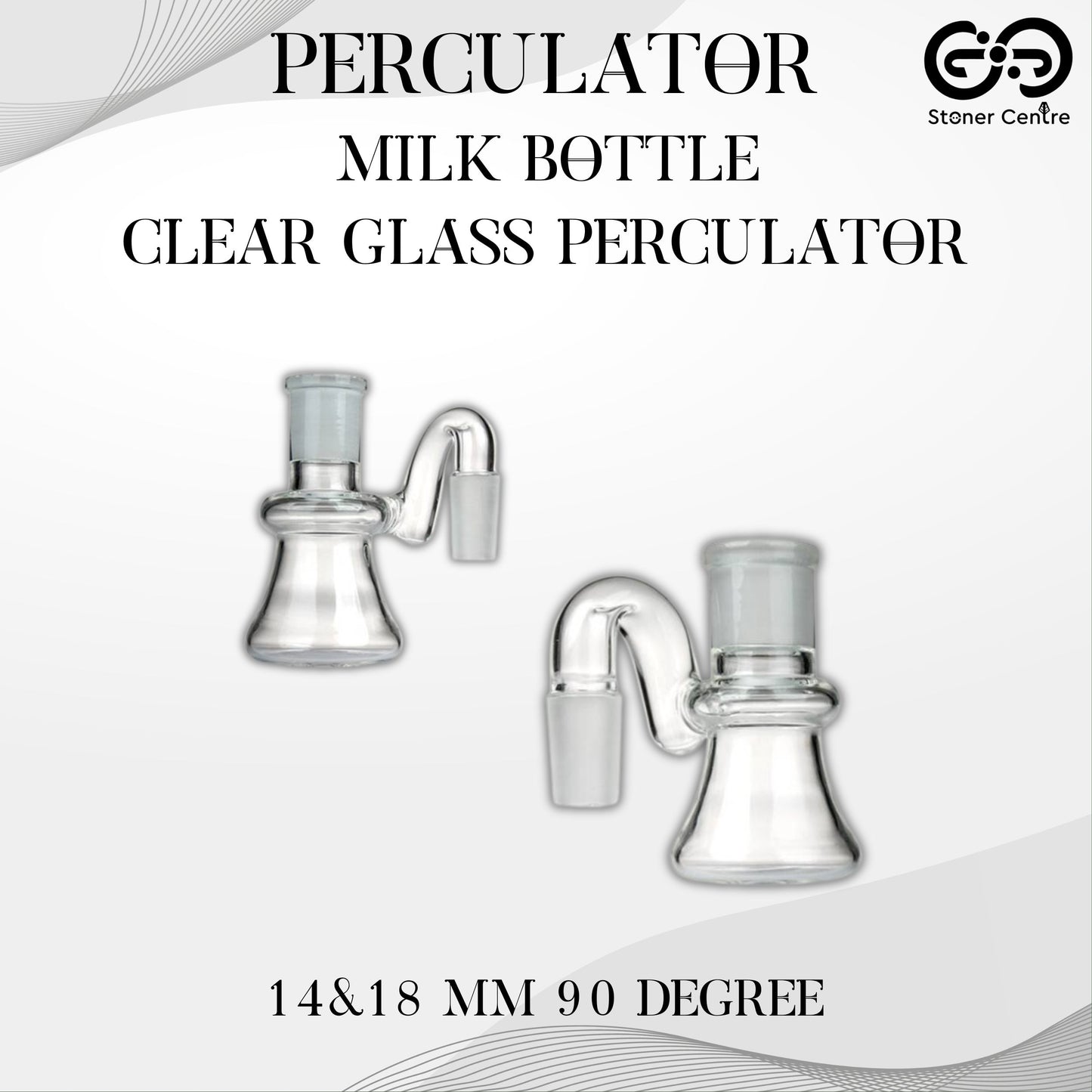 PERCULATOR | MILK BOTTLE PERCULATOR - CLEAR GLASS 14&18 MM 90 DEGREE