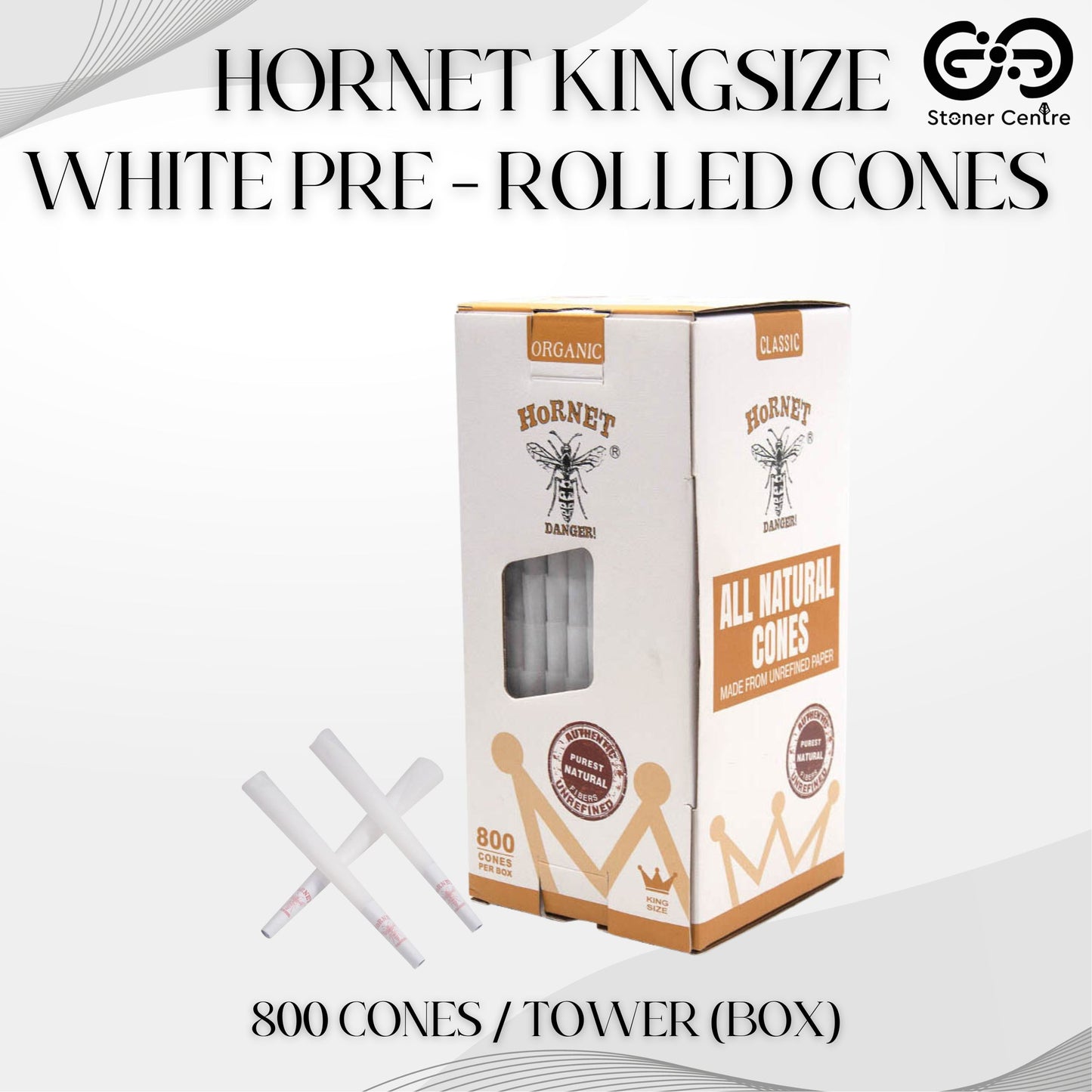 ROLLING PAPER | HORNET KINGSIZE WHITE PRE - ROLLED CONES TOWER