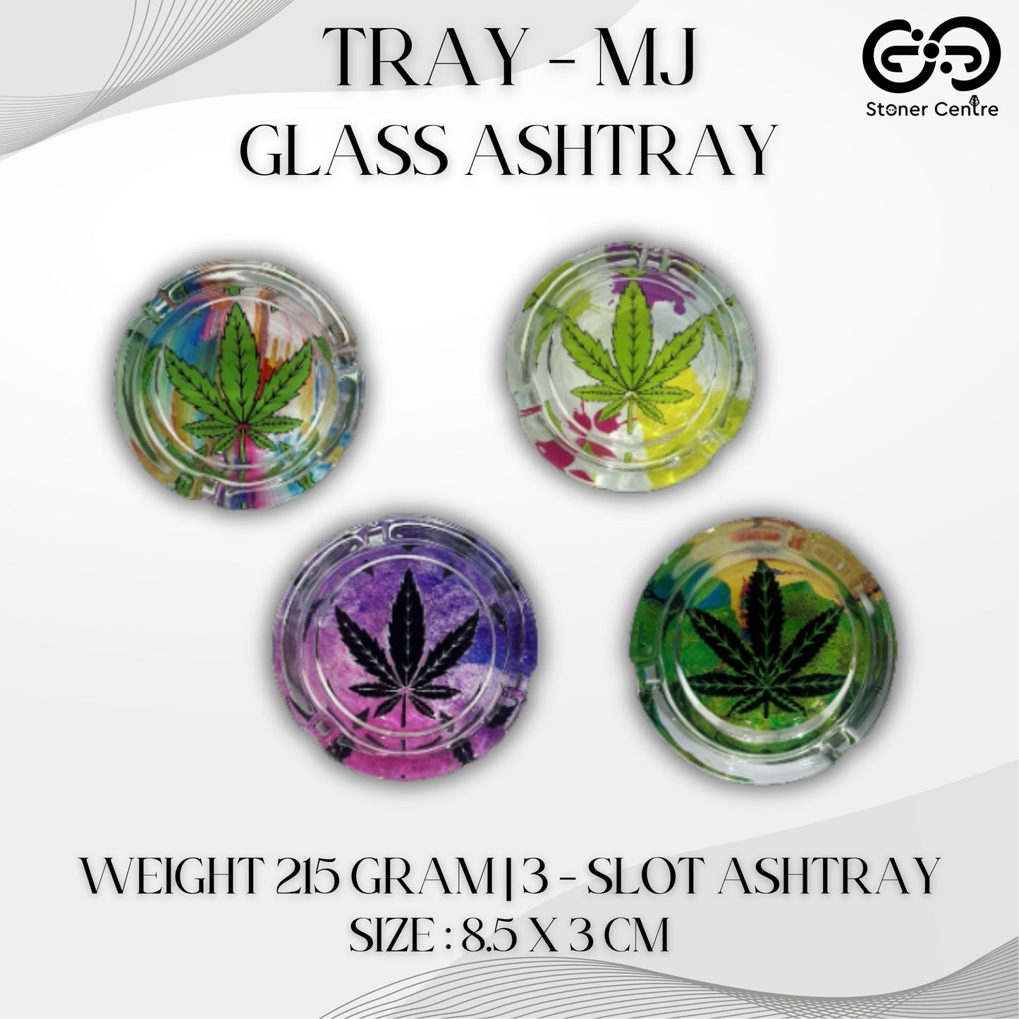 TRAY | TRAY - MJ GLASS ASHTRAY | 8.5x3 CM.