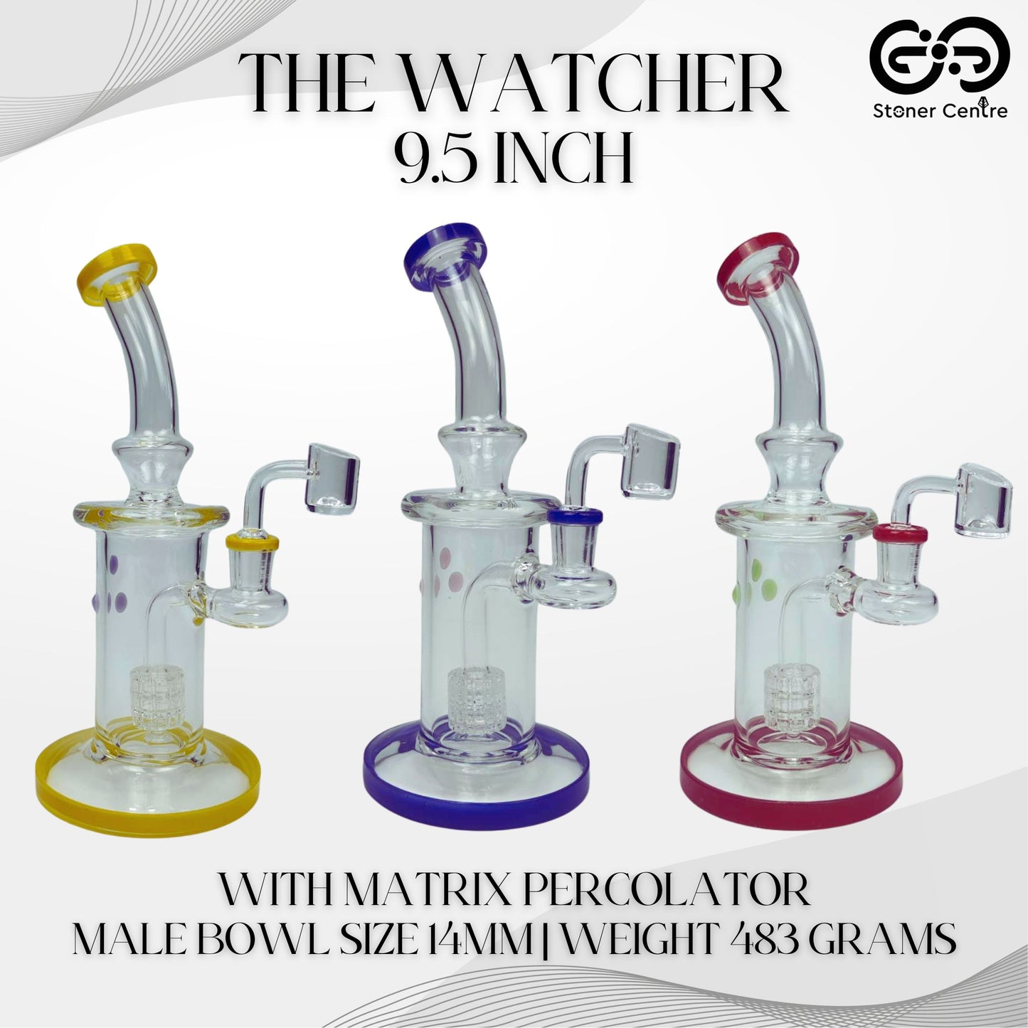 GLASS BONG | THE WATCHER 9.5 INCH WITH MATRIX PERCOLATOR