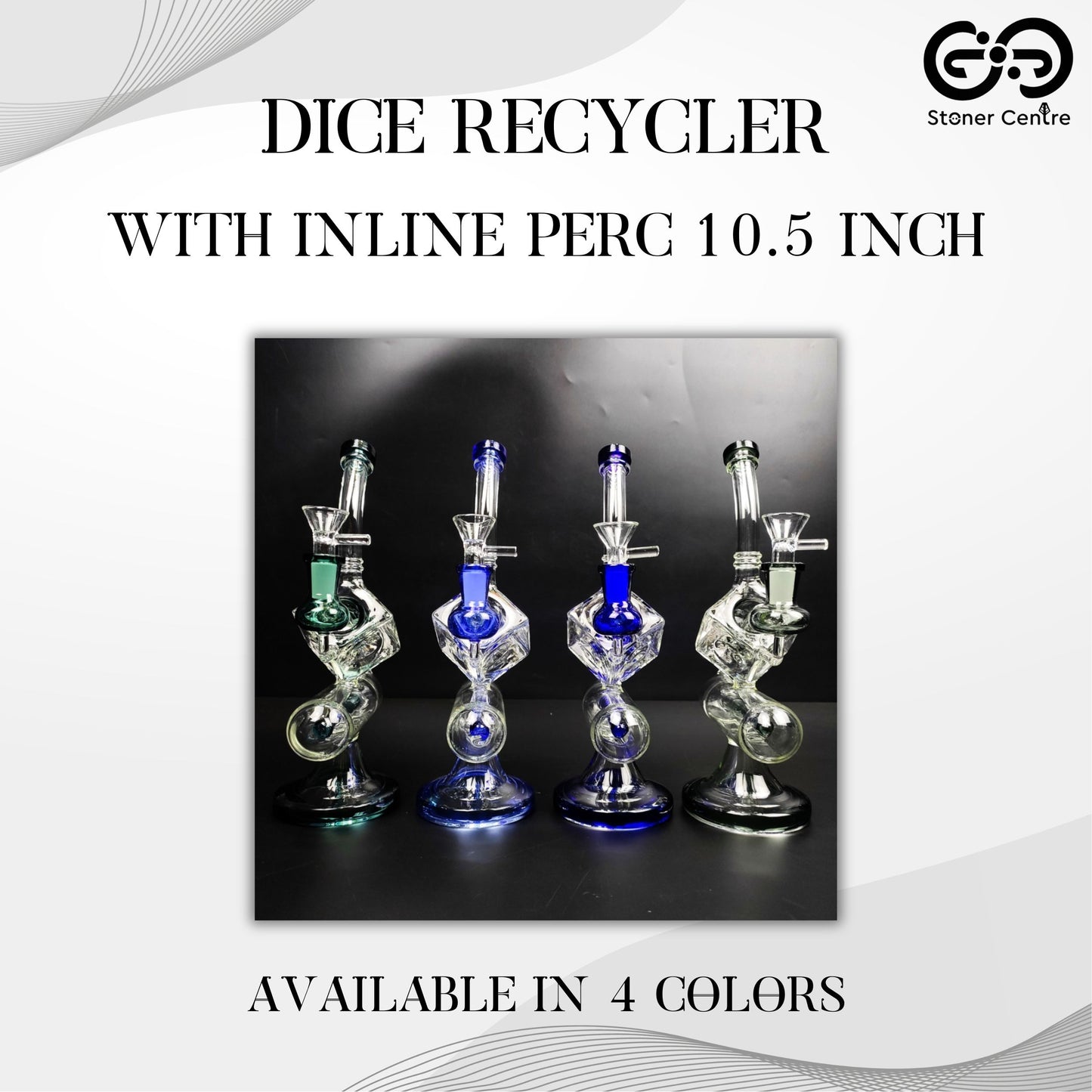 Glass Bong | DICE RECYCLER WITH INLINE PERC 10.5 INCH