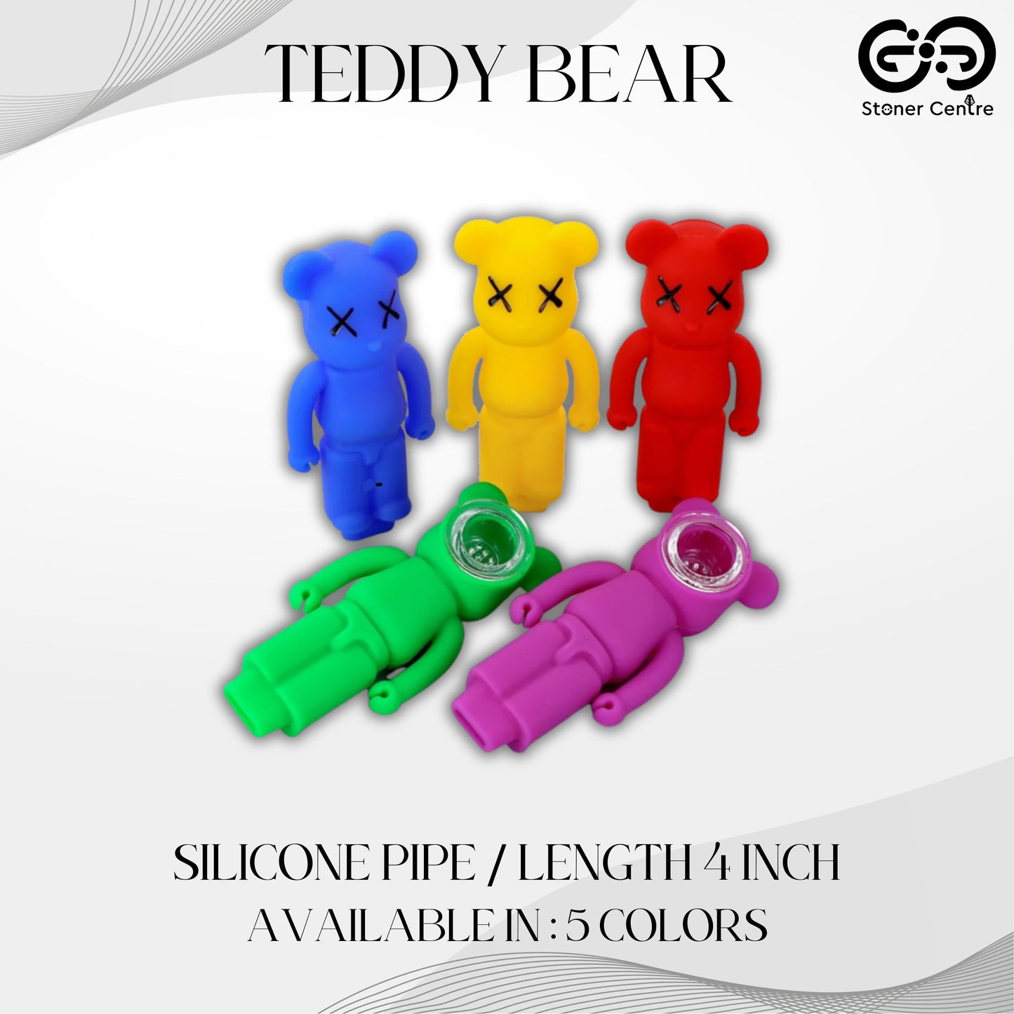 PIPE | TEDDY BEAR SILICONE PIPE 4 INCH