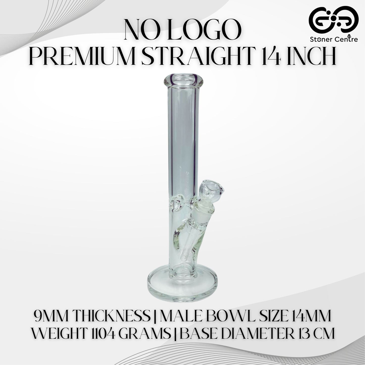 GLASS BONG | NO LOGO PREMIUM STRAIGHT 14 INCH 9MM THICKNESS