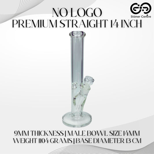 GLASS BONG | NO LOGO PREMIUM STRAIGHT 14 INCH 9MM THICKNESS