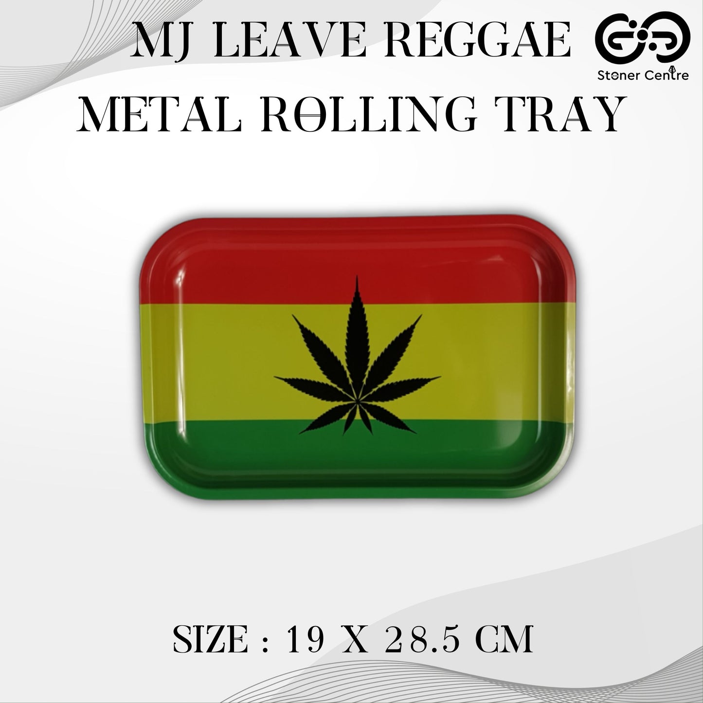 TRAY | MJ LEAVE REGGAE METAL ROLLING TRAY SIZE : 19X28.5 CM