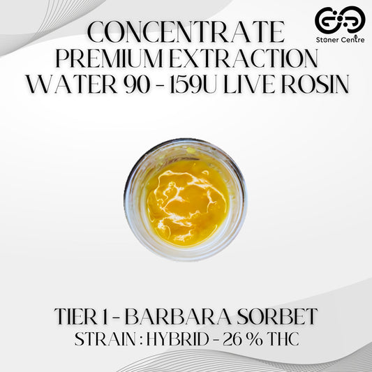 CONCENTRATE - PREMIUM EXTRACTION WATER 90 - 159U LIVE ROSIN | TIER 1 - BARBARA SORBET