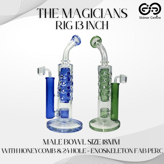 GLASS BONG | THE MAGICIANS RIG 13 INCH WITH HONEYCOMB & 24 HOLE - EXOSKELETON FAB PERC