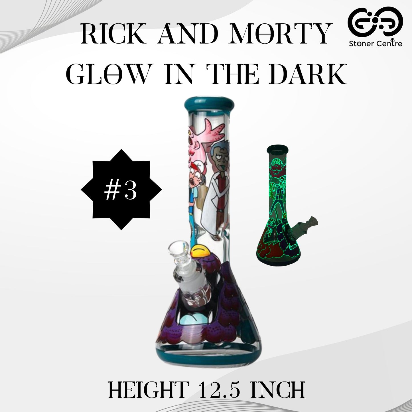 Glass Bong | RICK AND MORTY GLOW IN THE DARK  12.5 INCH #3