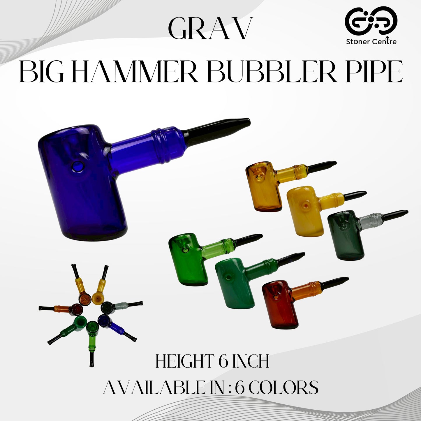 PIPE | GRAV BIG HAMMER BUBBLER PIPE 6 INCH