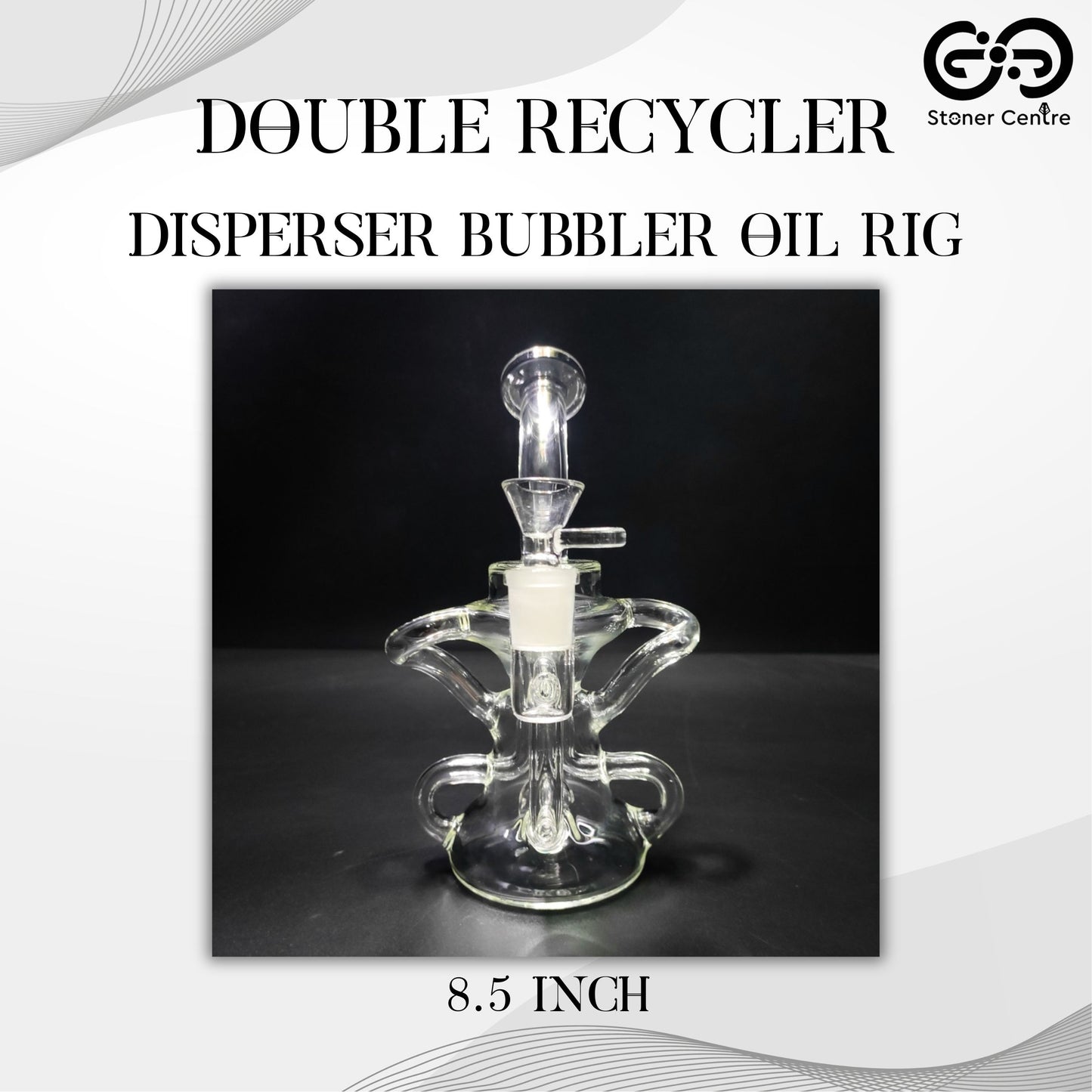 Glass Bong | DOUBLE RECYCLER DISPERSER BUBBLER OIL RIG 8.5 INCH