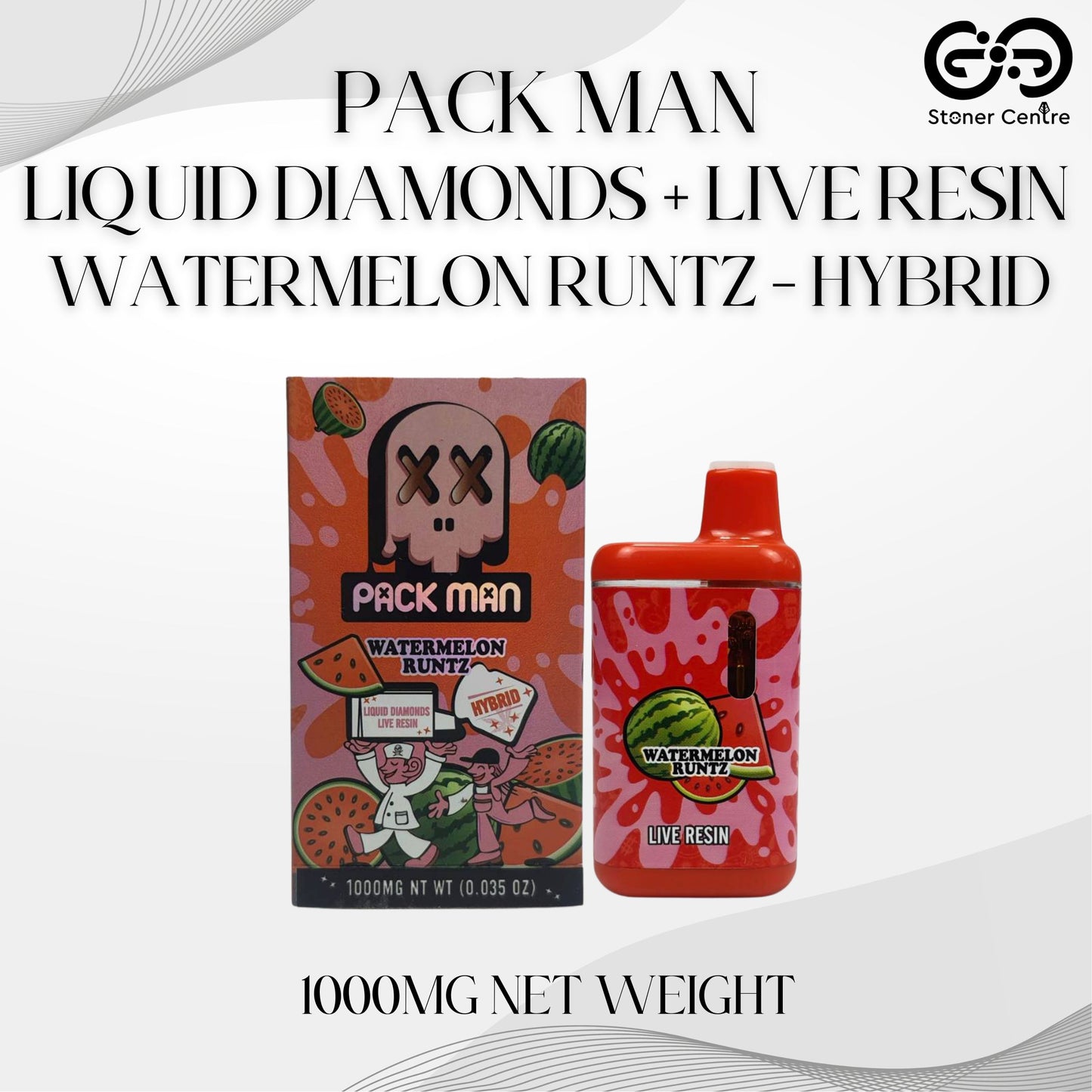 PACK MAN LIQUID DIAMONDS + LIVE RESIN 1.0ML | WATERMELON RUNTZ : HYBRID