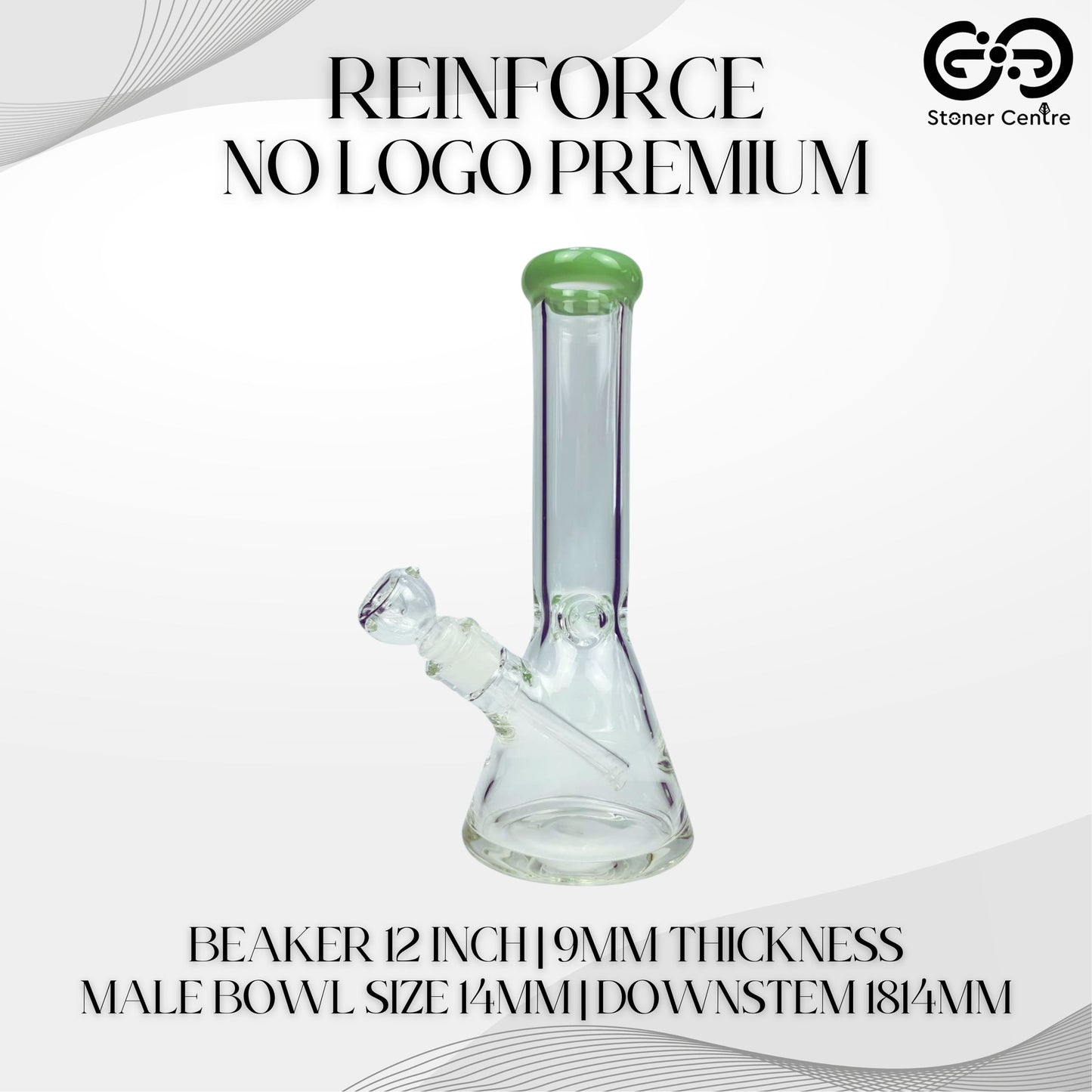 Glass Bong | REINFORCE NO LOGO PREMIUM BEAKER 12 INCH 9MM THICKNESS JADE MOUTHPIECE