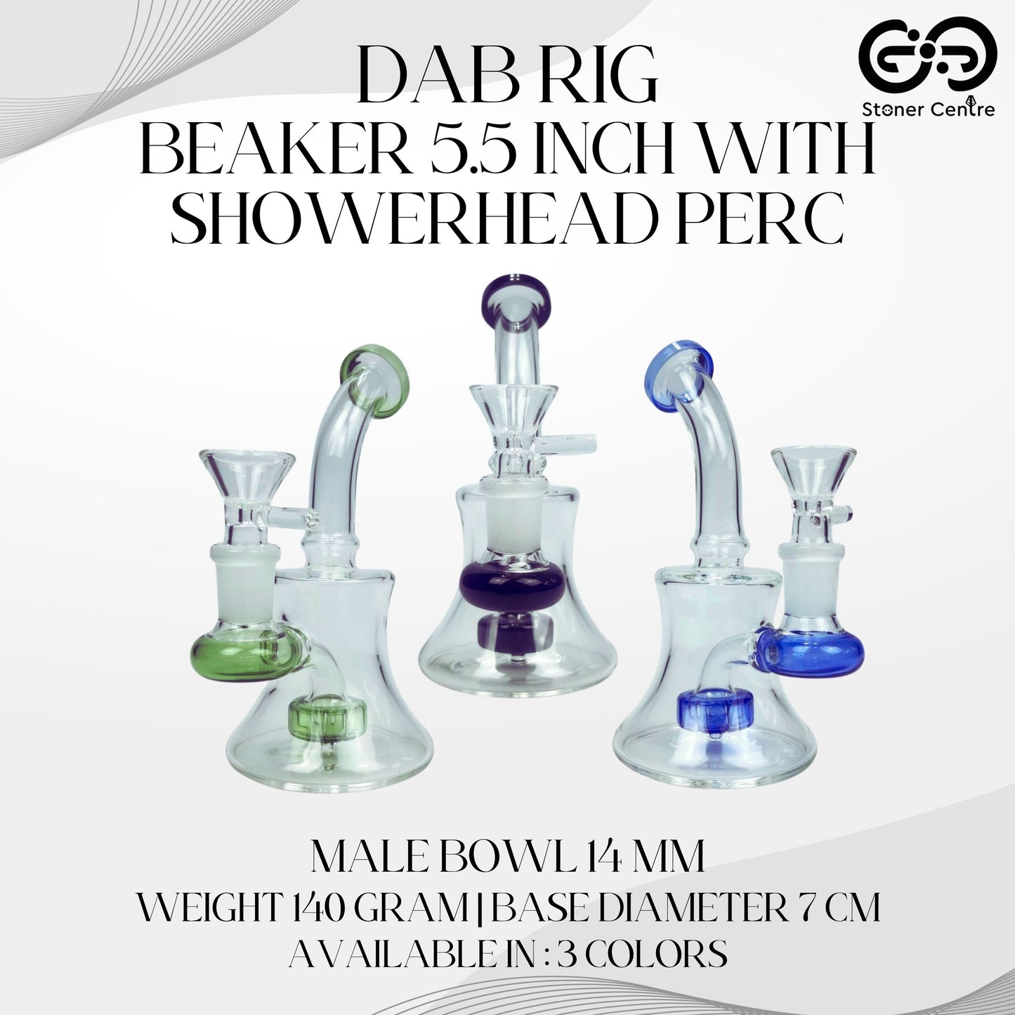 GLASS BONG | DAB RIG BEAKER 5.5 INCH WITH SHOWERHEAD PERC